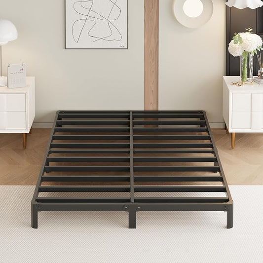 Yicensen 9 Inch California King Bed Frames with Rounded Corner Legs, Heavy Duty Cal King Metal Platform Bed Frame No Box Spring Needed, Easy Assembly, Noise Free, Black