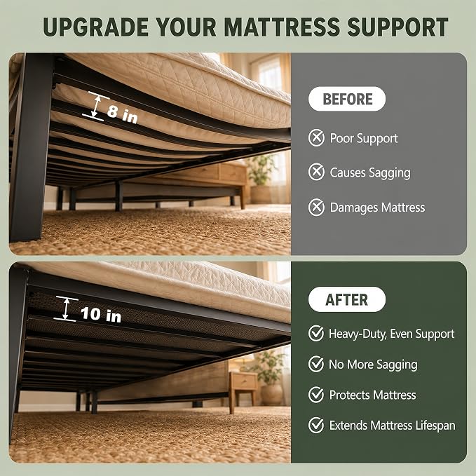 DFAN 76"×80" Bunkie Board King Size – Double Sided Non-Slip Breathable Bed Support, Anti-Sag King Bed Slats Support Under Mattress for Slatted Bed Frame Base, Metal Frames, Sofa Beds, Foldable Black