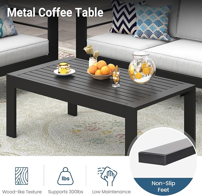 Wisteria Lane Metal Patio Furniture Sofa, All-Weather Outdoor Couch with Upgraded Cushions, Weather-Resistant Heavy Duty Modern Outdoor 2 Seats Sofa for Garden, Balcony, Deck, Backyard, Light Grey
