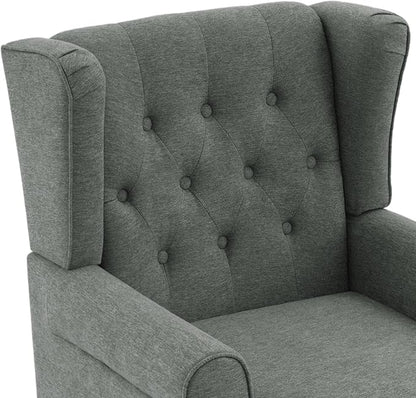 High Back Accent Chairs Set of 2, Upholstered Armchair in Fabric, Retro Wingback Arm Chair for Living Room, Comfy Single Sofa Bedroom Reading Seat with Solid Wood Legs - Dark Gray