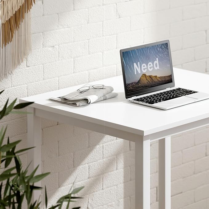 Need Small Computer Desk for Home&Office- 31.5'' Length Small Writing Desk Gaming Desk Students Laptop Use, White Color Desktop & White Frame AC3DW(8060)