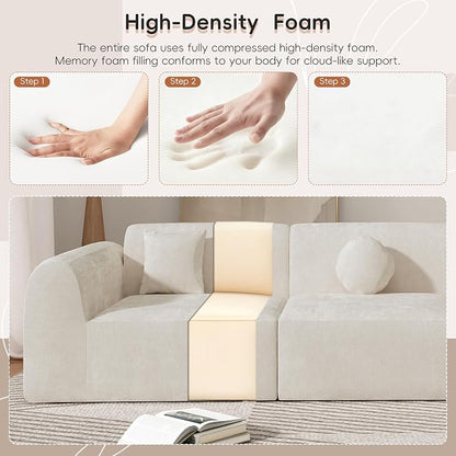 Christopher Knight Home Grelyn Modern Curved Modular Sectional Sofa, Wool Fabric Large Cloud Couch, 6-Seater L-Shaped Couch for Living Room, 3-Piece Lounge Sofa with Chaise, Fully Assembled, Beige