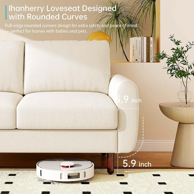 Ihanherry 68" Loveseat Sofa, Modern 2-Seat Couch, Mid Century Sofa, Comfy Chenille Deep Seat Couch for Living Room, Bedroom, Office, Apartment, Beige