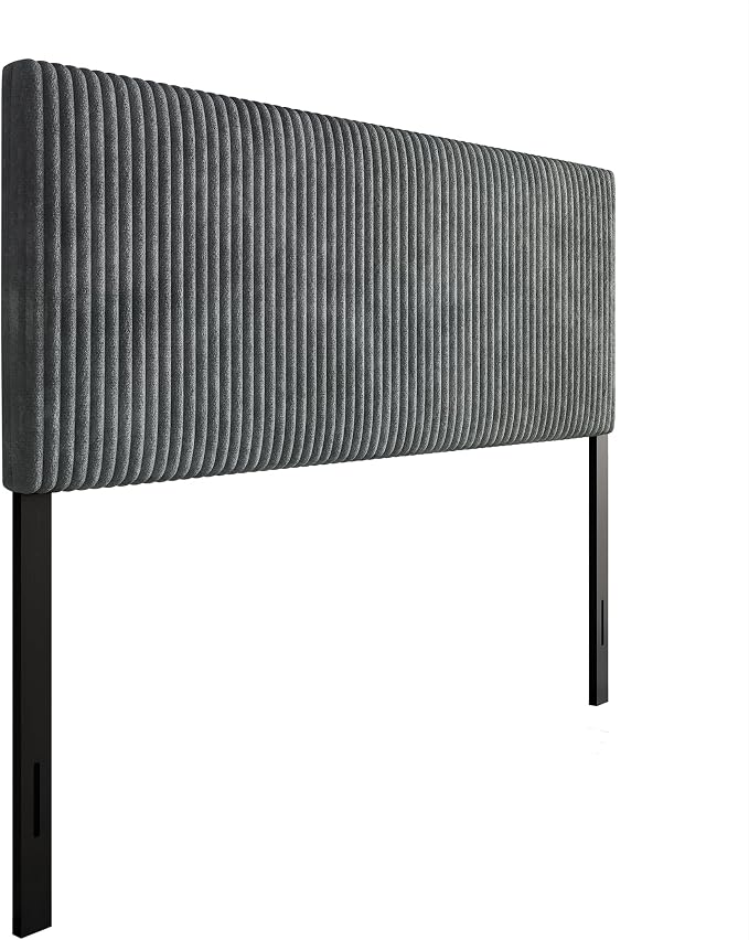 Twin Corduroy Velvet Upholstered Adjustable Headboard, Grey