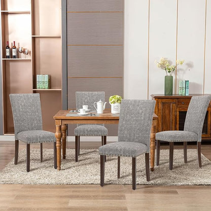 COLAMY Upholstered Parsons Dining Chairs Set of 2, Fabric Dining Room Kitchen Side Chair with Nailhead Trim and Wood Legs - Boho