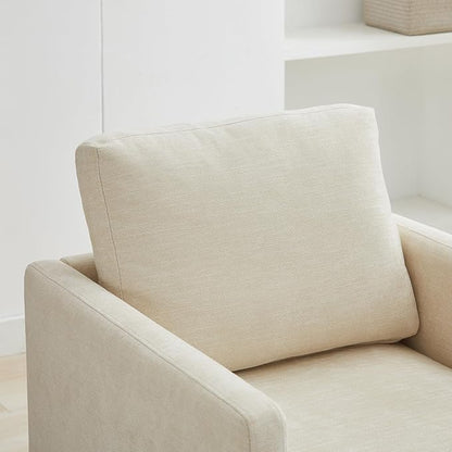 Swivel Accent Chair, 360 Degree Square Swivel Chair for Living Room, Mid Century Modern Upholstered Barrel Chair,Comfy Sofa Armchairs for Bedroom,Nursery,Chenille, Beige