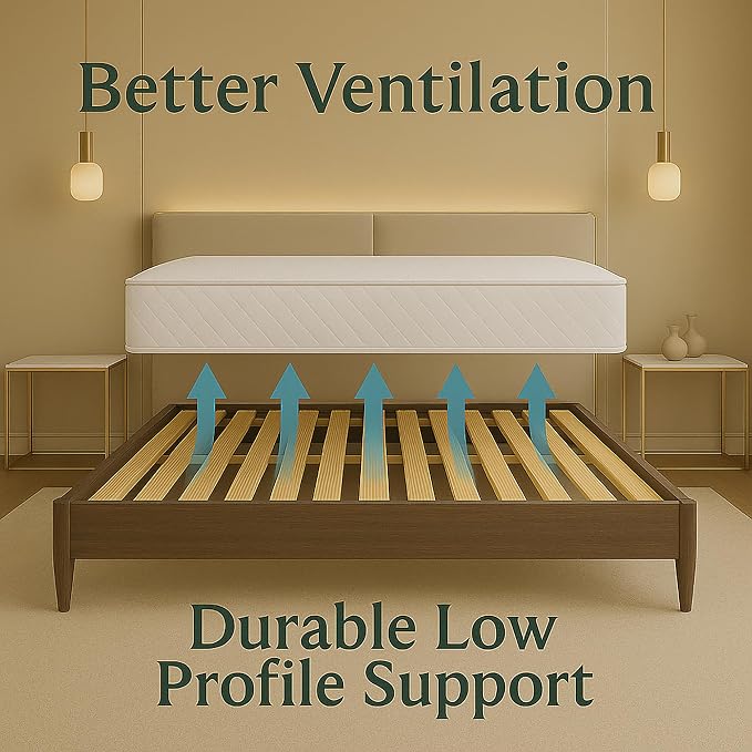 Treaton, 0.68-Inch Heavy Duty Vertical Wooden Bunkie Board/Bed Slats, Twin, Beige
