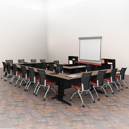 Regency Fusion 60 x 24 in. Training Table – Durable Edge Banding, Vented C-Leg Wire Management for Classroom, Office, and Training Room Workstations (Noble Oak)