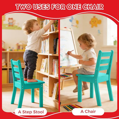 Costaelm Kids Table and 4 Chair Set, Activity Table Chair Set, Toddler Game, Playroom Furniture, Picnic Table Chairs, 5 Piece Dining Table Set, Turquoise