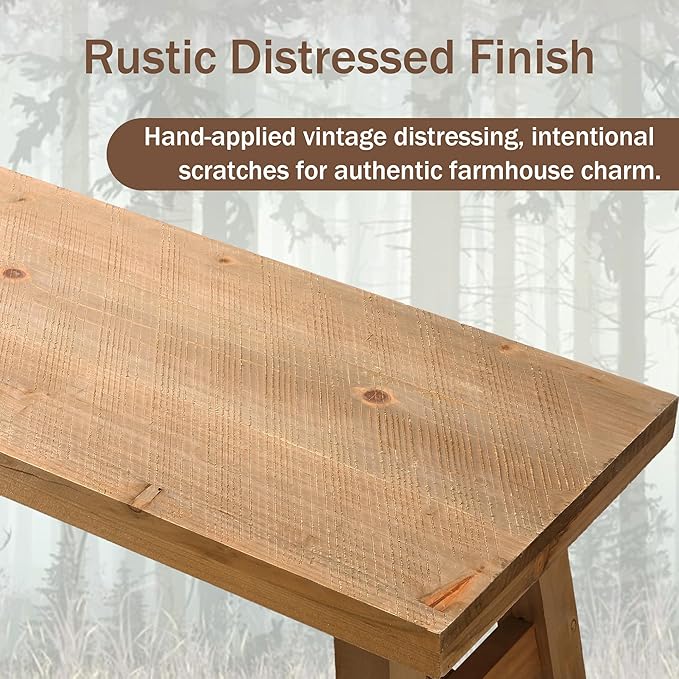 Wnutrees Sawmill Wood Bench, 30" Farmhouse Entryway Bench for Living Dining Room, Rustic Entry Way Benches Seat, Solid Wood, Handcraft Finshed, Natural