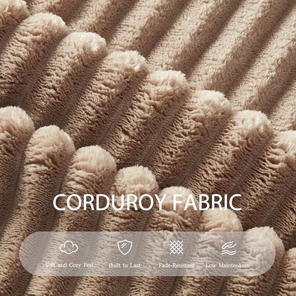 78.7" Futon Sofa Bed, 2-in-1 Foldable Sleeper Sofa, Convertible Sofa Bed with Pillows, Corduroy Couch with Multi Functional Blanket Upholstered Boneless Couches for Living Room, Brown