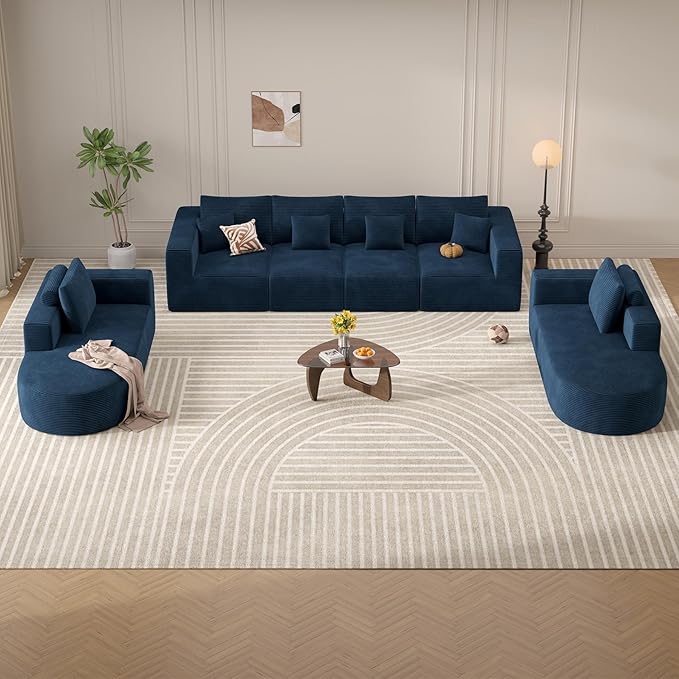 Living Room Furniture Sets,Modern U Shaped Modular Sectional Sofa,Convertible Cloud Couches for Living Room,Comfy 4 Seater with 2 Chaise Furniture Set, Boneless Couch Sofa,1 PCS
