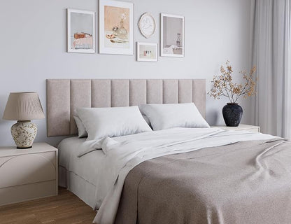 Peel and Stick Upholstered Wall Mounted Headboard Queen Size, 9 Panels Tufted Fabric Headboard,Wall Mounted Headboards, Interior Wall Panels for Bedroom, 10"x24" Beige