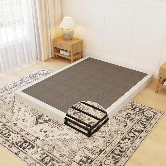 OSASET Full Box Spring, 4Inch Metal Full Size Box Spring Only, Heavy Duty Metal Frame Mattress Foundation Support for 3000lbs, Easy Assembly, Noise Free, Non Slip