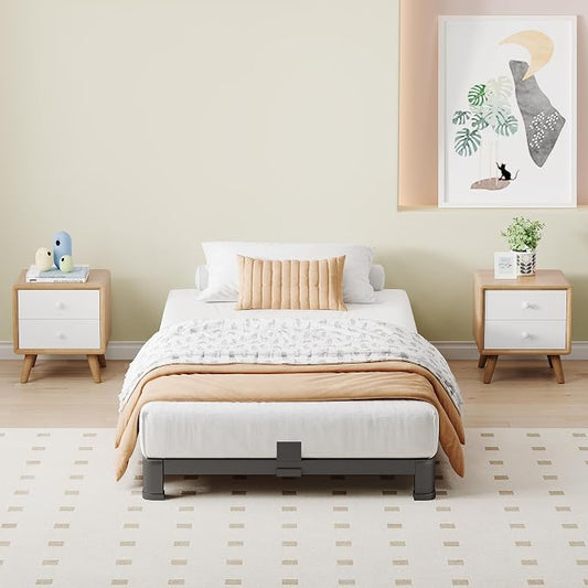NKZ Twin Platform Bed Frame 4 Inch, Heavy Duty Metal Low Profile Bed Frame with Round Corner Legs, 3500lbs Weight Capacity Reinforced Frame, No Box Spring Needed，Noise-Free, Easy Assembly