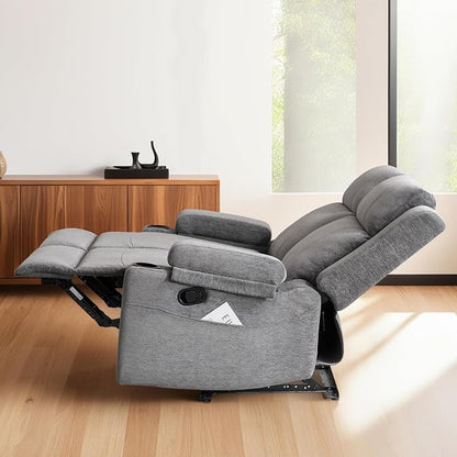 55" RV Loveseat Recliner – Space-Saving Double Reclining RV Sofa, Compact Theater Seating with Cup Holders & Storage Pocket, Grey Chenille Couch for Camper, Motorhome & Home Theater