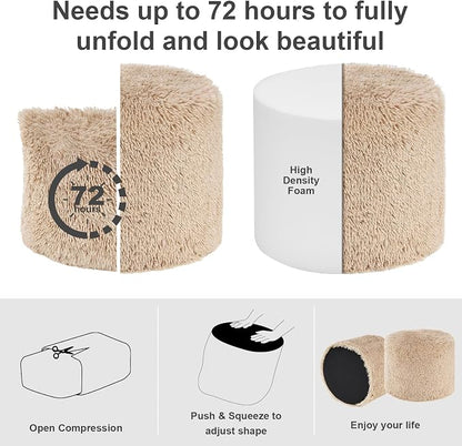 Hansleep Whole Foam Pouf Ottoman, Durable Sturdy Stool with Washable Cover Brown