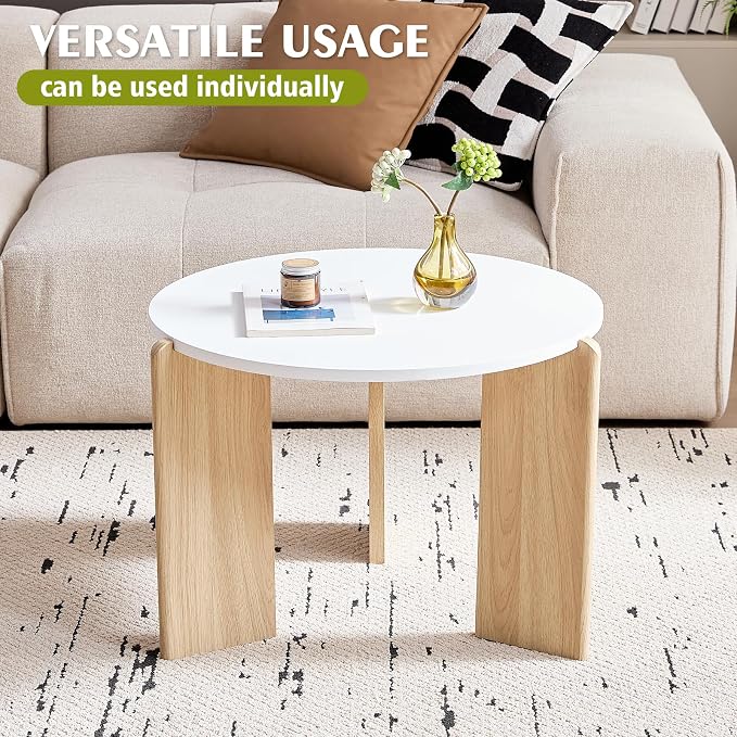 Round Nesting Coffee Table Set of 2 for Small Spaces | Modern style, suitable for living rooms, wooden