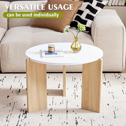 Round Nesting Coffee Table Set of 2 for Small Spaces | Modern style, suitable for living rooms, wooden