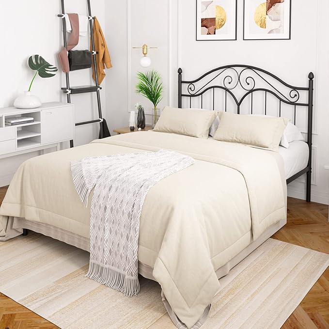 Headboard for Full Size Bed Frame Vintage Platform Bed Metal Headboard Only | Height Adjustable,Sturdy and Stable,Easy Assembly,Black