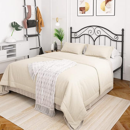 Headboard for Full Size Bed Frame Vintage Platform Bed Metal Headboard Only | Height Adjustable,Sturdy and Stable,Easy Assembly,Black