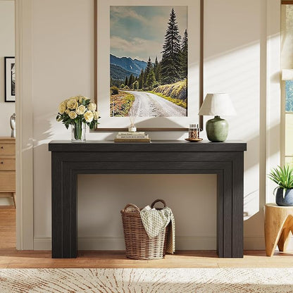 Huuger 54 Inch Entryway Table, Retangular Console Table, Farmhouse Sofa Table Behind the Couch, Long for Entrance, Hallway, Foyer, Living Room, Black