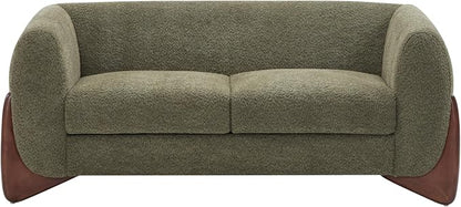 Christopher Knight Home Almad 2 Pieces Sofa Couch Set, Cozy 3-Seater Sofa and Loveseat for Living Room, Upholstered Couch Chair, Soft Seating Lounge Sofa with Wood Frame, Boucle Fabric, Olive Green
