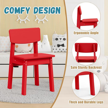 Costaelm Outdoor Kids Dining Chair Set of 2,Step Stool Toddler Chair, Red