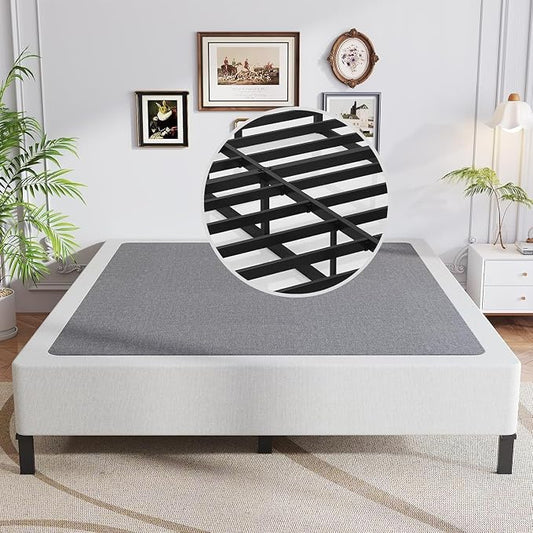 OSASET California King Box Spring, 9 Inch Metal California King Box Spring Only, Heavy Duty Metal Frame Mattress Foundation Support for 3500lbs, Easy Assembly, Noise Free, Non Slip