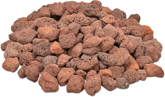 Skyflame 10LB Lava Rocks for Fire Pits, Fire Tables, Fireplaces, Garden Landscaping Decoration, Indoor and Outdoor Use, 1"-2" Natural Sizes, Red