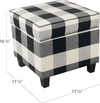 HomePop 18" Classic Square Storage Ottoman - Black Plaid