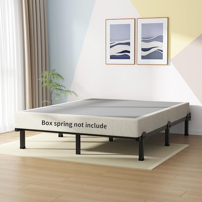 Superay Metal Bed Frame, 9-Leg Bed Base, 8 inches Support for Box Spring and Mattress Set, California King, Easy Assembly, Black
