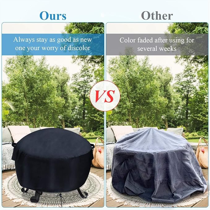 24 - 26 Inch Fire Pit Cover,Outdoor Round Small Fire Bowl Cover, Waterproof Bonfire Fire Stove Cover - 26"Dia x 12"H