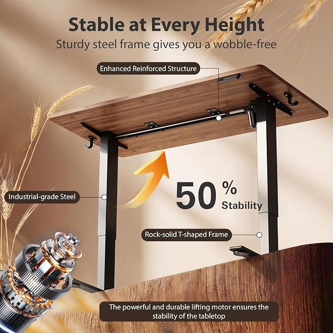 Cubiker Standing Desk, 40x24 Inches Sit Stand Home Office Desk, Electric Stand up Desk, Adjustable Desk with Splice Board, Black Frame/Black Walnut Top