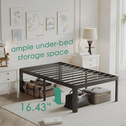 18 Inch High Twin Bed Frame No Box Spring Needed, Platform Metal Bed Frame Twin, Heavy Duty, Noise Free, Easy Assembly, Black