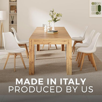 Mobili Fiver, Easy, Extendable Console Table with Extension Leaves Holder, 17.7(120.1) x35.4 in, Rustic Oak, for 4-12 People, Space Saving Dining Table for Entrance, Living Room, Italian Furniture