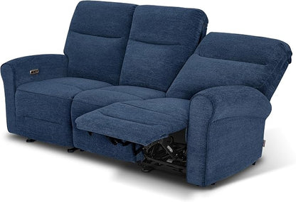 MCombo 87.8" Wall Hugger Power Reclining Sofa with Drop Down Table, 3-Seater Recliner Couch for Small Spaces Living Room RV, USB Ports, Fabric PR635M3 (Navy Blue)