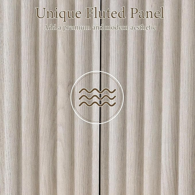 Brafab 67" Fluted Armoire Wardrobe Closet Set of 2 with Drawers and Doors, Wooden Wardrobe Cabinet with Adjustable Shelves, Modern Storage for Clothes, Coats for Bedroom,White(2 pcs)