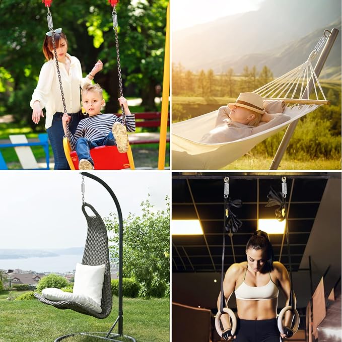 Heavy Duty Spring Fits Hammock Chair Swing Hanging Porch Suspension Sandbag Hook,500lbs Weight Capacity