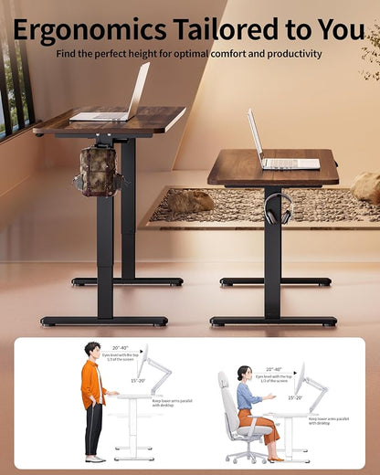 BIZUM Electric Standing Desk 63 x 24 Inch Computer Desk-Gaming Desk Dark Walnut Home Office Desks Height Adjustable Memory Stand Up Computer Workstation
