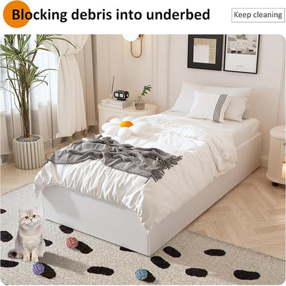 Maenizi Twin Bed Frame with White Fabric Cover 14 Inch, Heavy Duty Metal Bed Frame Twin, No Box Spring Needed, Support Up to 2500 lbs, Easy Assembly, Noise Free, Black