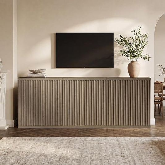 SICOTAS Buffet Cabinet with Storage Accent Sideboard Modern Credenza with Doors & Shelves Fluted Media Console Mid Century Coffee Bar Table for Living Room Kitchen Dining Room Hallway (3PCS)