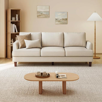 Gericco Mid Century Modern Couches for Living Room, 89" Comfy Couch Sofa with 3-Seater Deep Seats, Upholstered Sofas for Living Room, Office Apartment, Bedroom, Beige