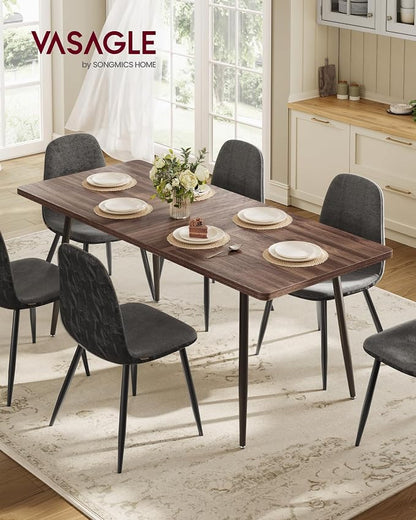 VASAGLE 70.9" Dining Table for 6-8 People, Modern Kitchen Table, Heat-Resistant Tabletop, Quick Assembly, for Dining Room, Natural Walnut and Ink Black, Island Collection UKDT108K101S