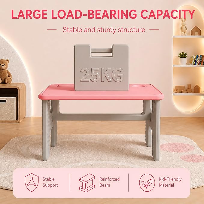 UNICOO Kids Folding Table, Toddler Activity Table for Study, Snack, Art Craft and Play, Portable Plastic Children's Table for Small Spaces, Home and Playroom