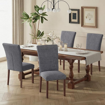 MALOL Dining Chairs Set of 4, High Back Dining Chair with Wood Legs and Nailhead Trim, Modern Padded Kitchen Room Chairs for Dining Room/Restaurant, Grey