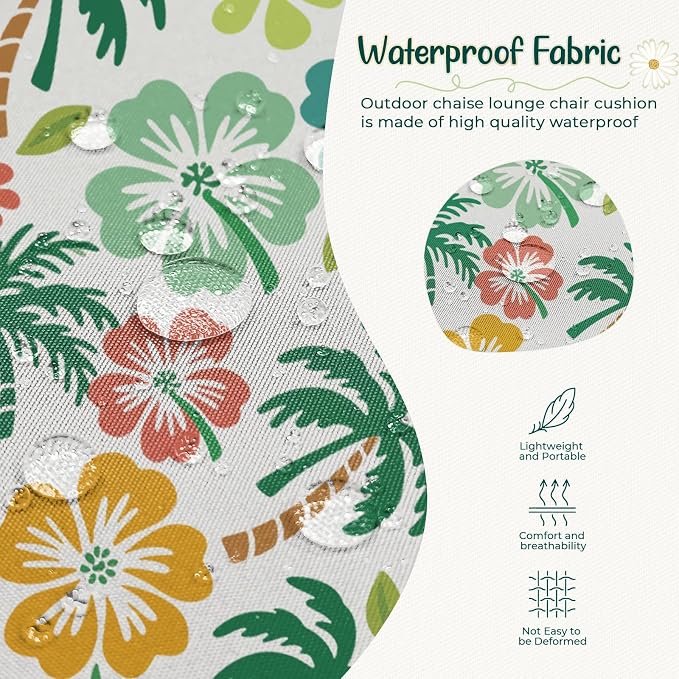 Double Egg Chair Cushion Replacement Waterproof for Outdoor Patio Hanging Basket Egg Couch, 59x43-Inch Thickened Cotton Large Double Eggs Swing Chair Cushions, Green Coconut Tree1#