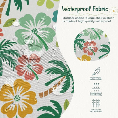 Double Egg Chair Cushion Replacement Waterproof for Outdoor Patio Hanging Basket Egg Couch, 59x43-Inch Thickened Cotton Large Double Eggs Swing Chair Cushions, Green Coconut Tree1#