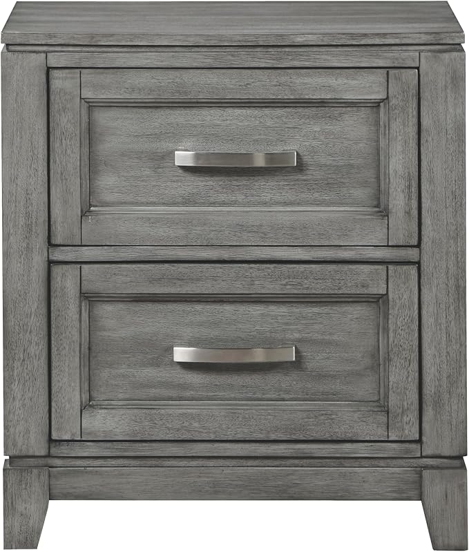 Rustic Gray Finish Bedroom Furniture Set California King Size 6pcs Platform Bed with Drawers Transitional Style