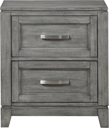 Rustic Gray Finish Bedroom Furniture Set California King Size 6pcs Platform Bed with Drawers Transitional Style